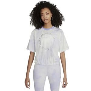 Nike Women's Sportswear Icon Clash Mesh Crop Top White Purple Size Medium DQ2914